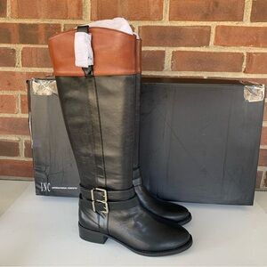 INC International Concepts Women's Frankii Black brown Leather Knee High Boots